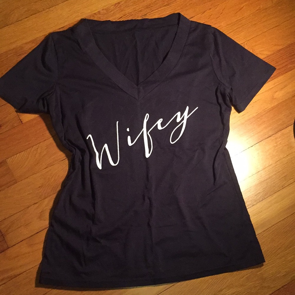 Dark blue wifey tee. Size M